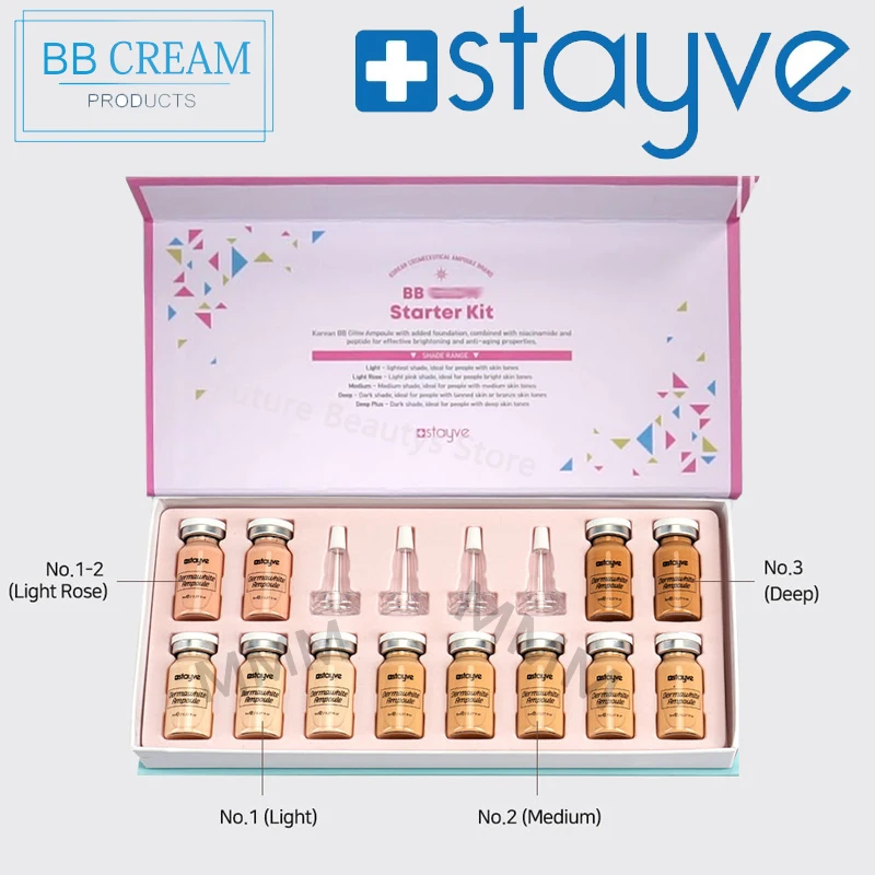 

5 vials 8ml Stayve BB Cream Glow Beginner Starter Kit BB Cream Whitening Liquid Foundation for Dr pen Microneedle Mesotherapy