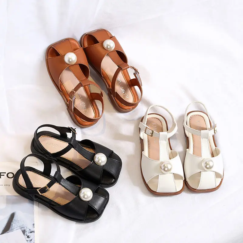 

Toddler Girl Shoes 2022 Summer New Arrival Pearl Sandals Female Baby Soft Bottom Casual Shoes Non Slip Beach Sandals