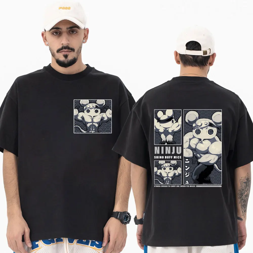 

Anime Demon Slayer Uzui Tengen T-shirt Funny Manga Muscular Ninja Mice Muki Gym Graphics T Shirt Summer Tidal Current Streetwear