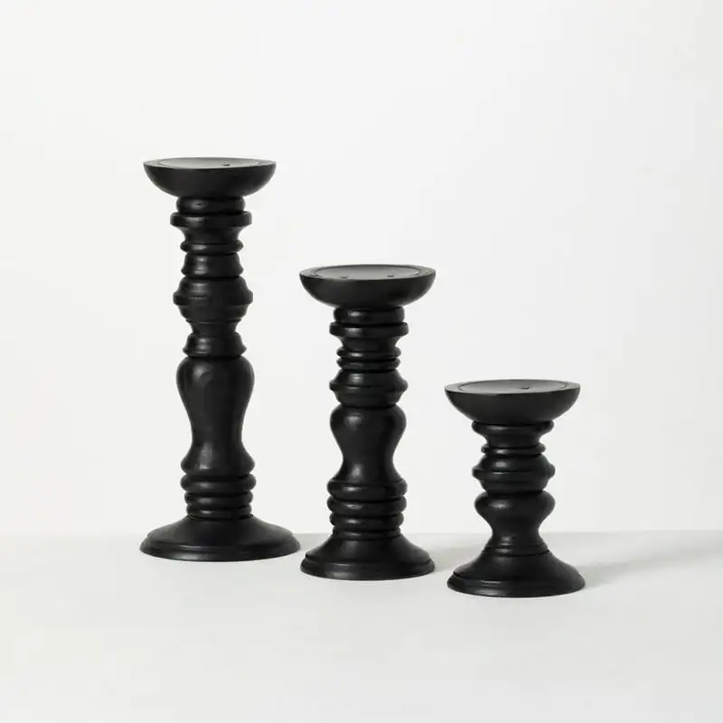 

Free Shipping Pillar Candleholder 16"H, 12"H & 8"H Black for Wedding Christmas