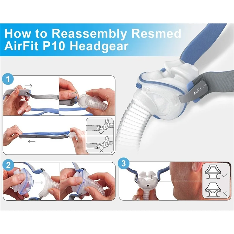 Сменные головные уборы 3 шт. для ResMed Airfit P10 носовая подушка ремни сипап-масок с 6