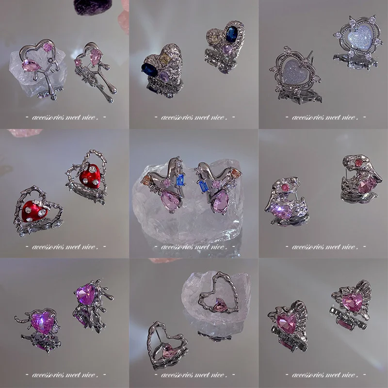 

Silver Needle Luxury Small Pink Zircon Earrings Female Design Pink Style Earrings Angel Wings Women Accessories Hip Hop Jewelry