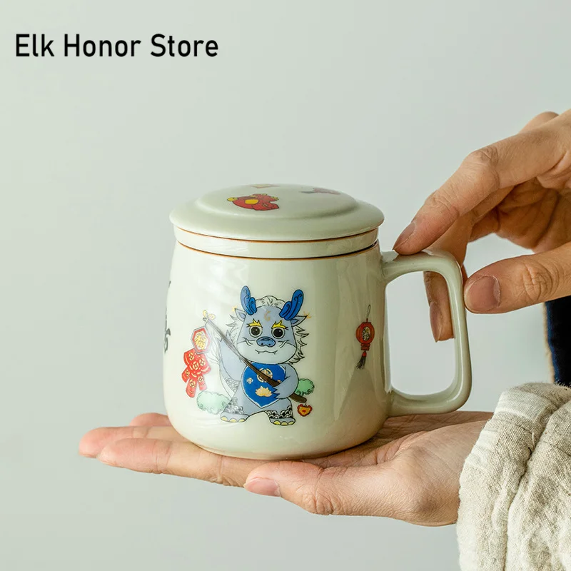 225 мл медовая глазурованная керамическая ручка для разделения воды чашка 2024