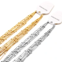 ason 5pcslot steel gold color stainless steel 0 9mm flat snake chains with 3mm round beads necklace jewelry making support