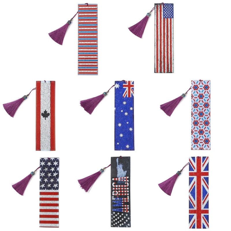 

5D закладки с американским флагом для самостоятельной сборки, искусственные закладки с кисточками для взрослых, детей, поделки, поставки