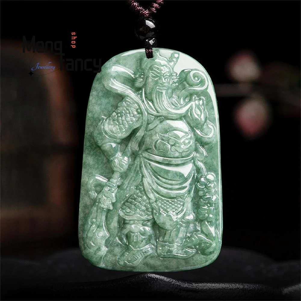 

Natural A-Grade Jadeite Guan Gong Wu Cai Shen Pendant Fashion Exquisite Men Women Best Selling Handicraft Charm Luxury Jewelry