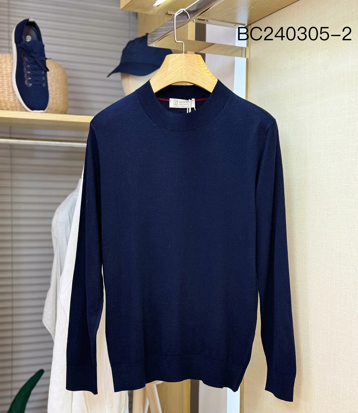 Мужской кашемировый свитер с круглым вырезом большого размера