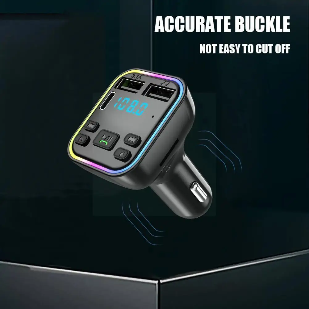 

Light Bluetooth Transmitter Car MP3 Player Wireless Receiver Mp3 Play Handsfree Charge Fast Audio Multi-function Disk U TF K5E4