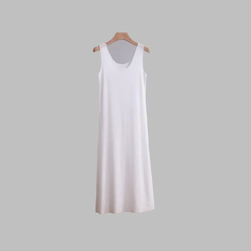 M-5XL  Nightgowns Women Sexy Sleep Ice Silk Nightdress Slim Seamless Vest Long Dress Female Nightshirt Bottoming Shirt