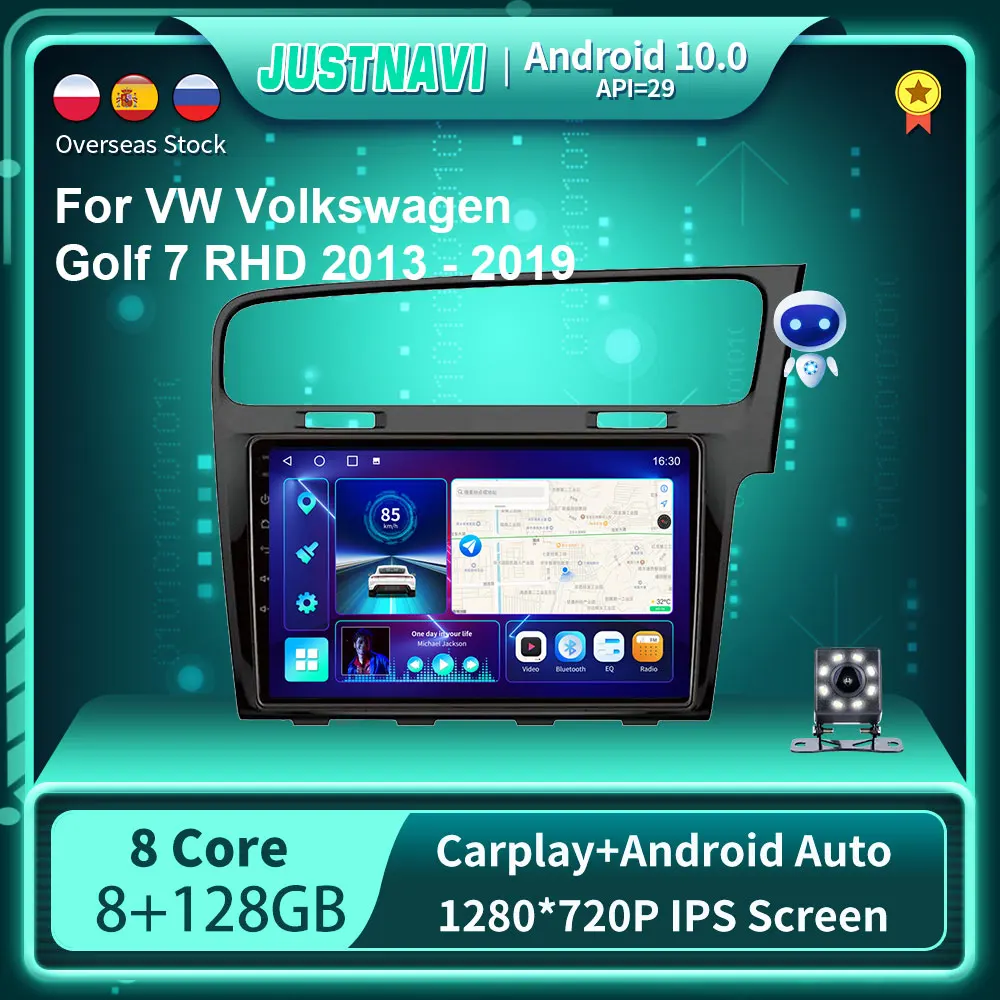JUSTNAVI AI Voice Android 10 0 автомобильное радио для VW Volkswagen Golf 7 RHD 2013 - 2019 CarPlay 4G 64G