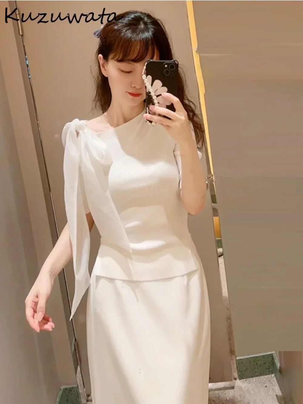 Пуловер Kuzuwata с воротником-лодочкой модный джемпер в стиле пэчворк коротким