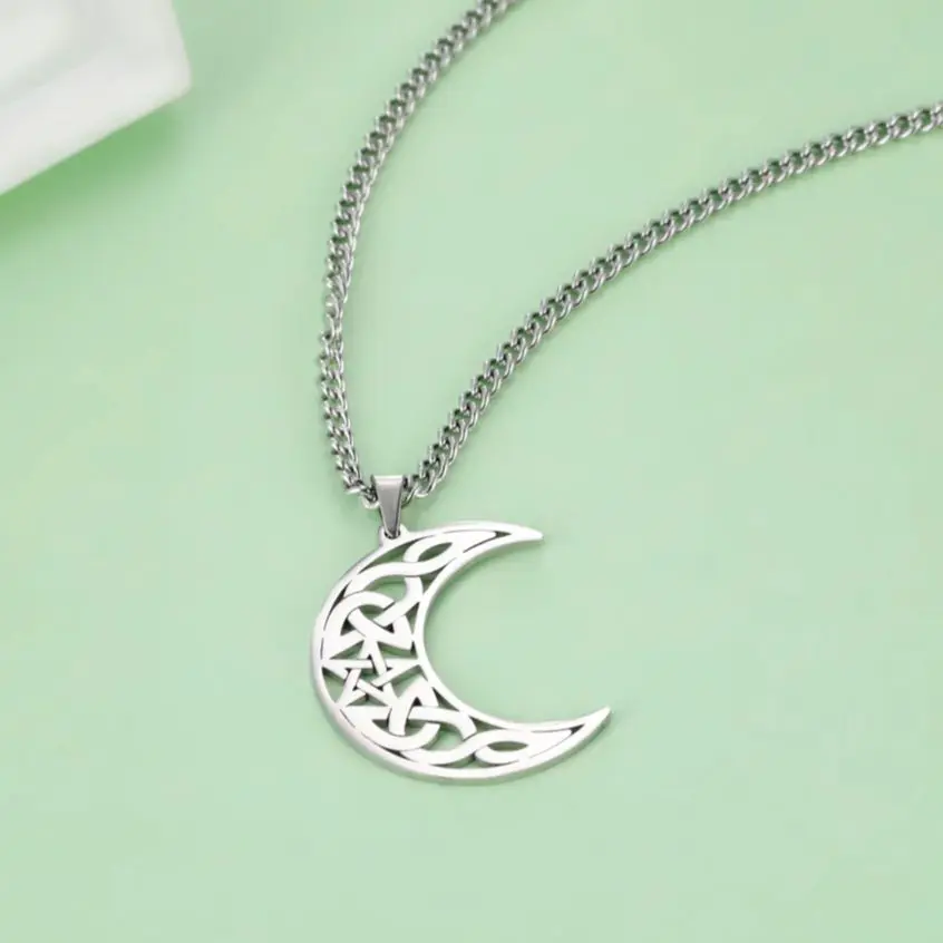 LIKGREAT модные подвески в виде кельтского полумесяца ожерелья из нержавеющей стали
