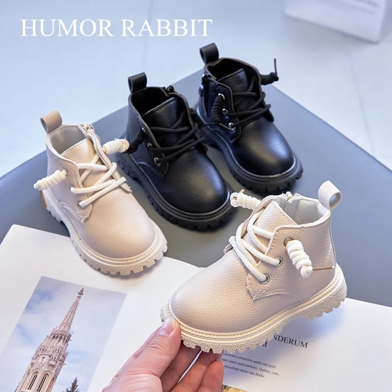 Size 21-30 New Baby Kids Short Boots Boys Shoes Autumn Winter Leather Children Boots Fashion Toddler Girls Boots Kids Snow Shoes