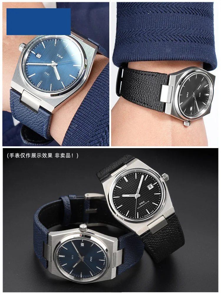 Фото Быстросъемный ремешок для часов из телячьей кожи для Tissot Prx Super Player T137.410.407 серии 1853, мужской ремешок из воловьей кожи с выпуклым креплением 12 мм. №3