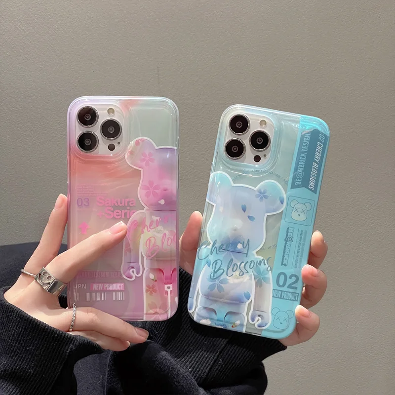 

Fashion Bear Blue Pink Phone Case Cover for IPhone 11 12 13 14 Pro Max Case for IPhone 14 Pro Max