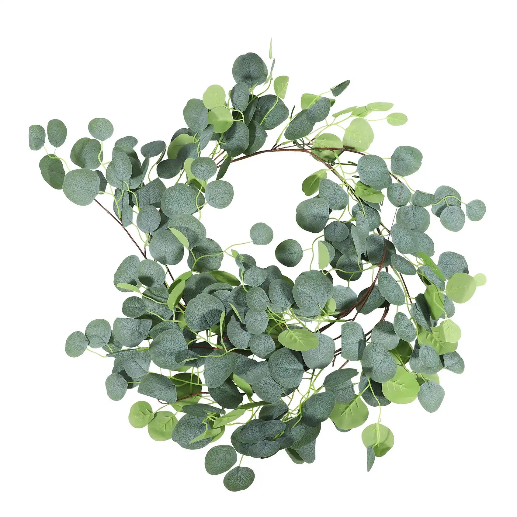 

Artificial Eucalyptus Garland Vine Plant with Leaves Faux Silver Dollar Greenery for Wedding Outdoor Decoration