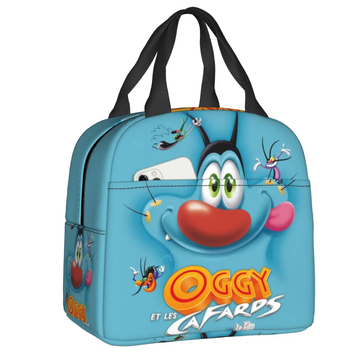 

Oggy And The Cockroaches Insulated Lunch Bag for Women Waterproof French Anime Cartoon Cooler Thermal Lunch Box Work School