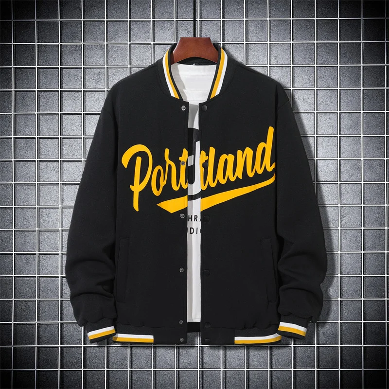 

Men Letter Graphic Striped Trim Varsity Jacket Without Tee