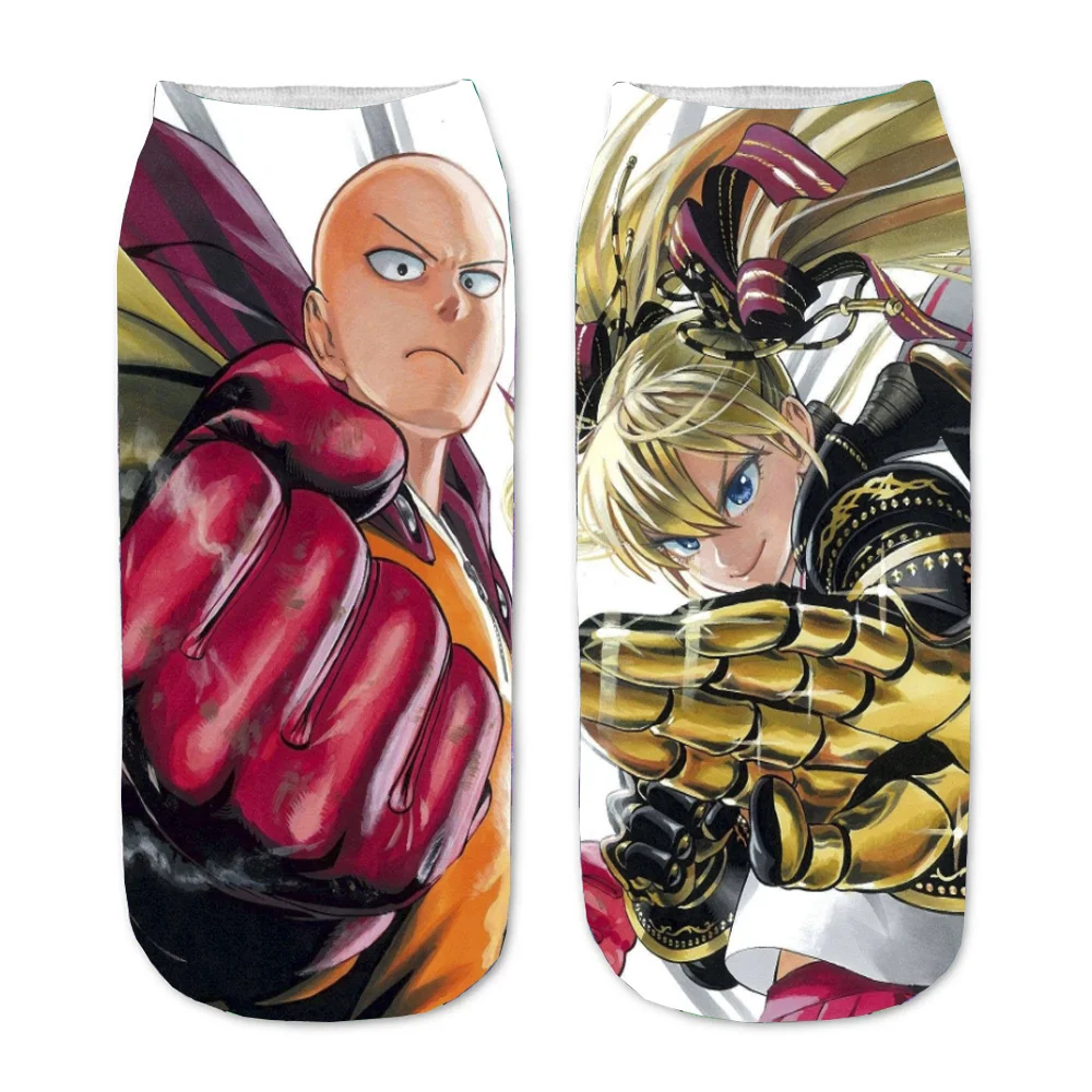 

Короткие носки для подростков кавайные носки до щиколотки Аниме ONE PUNCH-MAN прямые носки с 3D принтом из мультфильма для мужчин женщин мужчин короткие носки