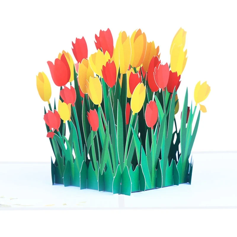 

3D for pop Up Greeting Card Tulip Flower Birthday Card for Mothers Father's Day Anniversary Valentine's Day Graduation Wedding