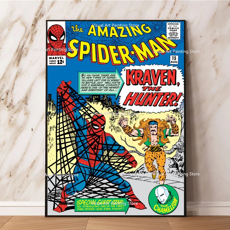 

Картина на холсте с изображением Человека-паука, комиксные плакаты, настенные художественные принты, декоративная картина для гостиной, сп...