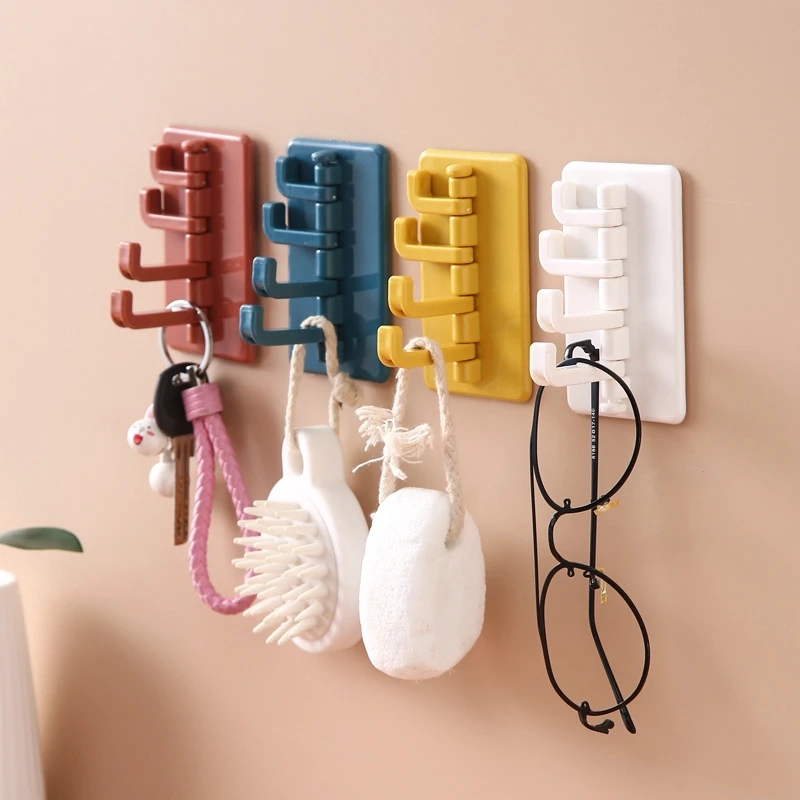 

Household multifunctional hook kitchen powerful seamless traces of sticky hooks bathroom free punching wall door rack