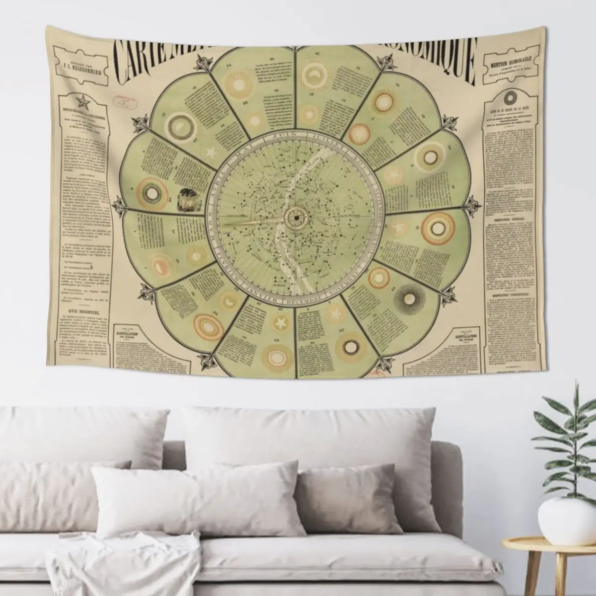 Метеорологическая и астрономическая карта Fran?ois-Xavier Meissonnier (1877) Гобелен Украшение