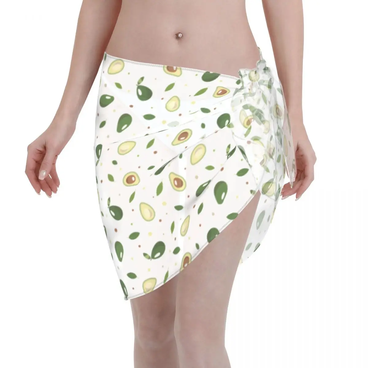 

Sexy Women Avocado Summer Fruit Print Sheer Short Sarongs Swimsuit Coverups Bikinis Cover-Ups Skirts Beach Short Skirts
