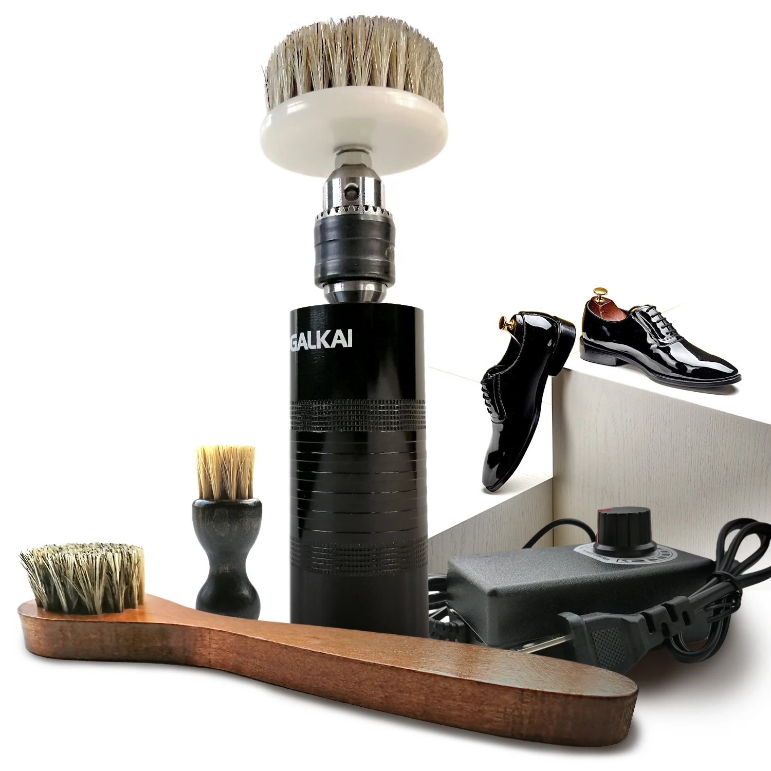 Shoe Brushes Professional Adjustable Speed Electric Shoe Polisher Kit Leather Care Shine Set Polishing Boot Cleaning Kit