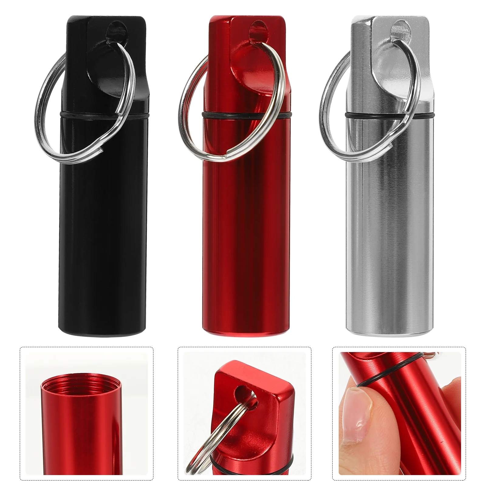 

3 Pcs Metal Brackets Portable Organizer Travel Container Keychain Holder Metal Keychain Container Outdoor Round Cartridge