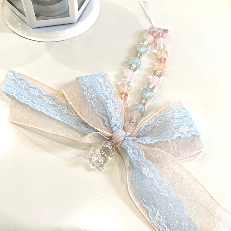 Ribbon BowKey Chain Ladies Fashion Cute Romantic Vintage Keychain Charm Korea 90s Aesthetic Bag Phone Chain Decoration Gift New
