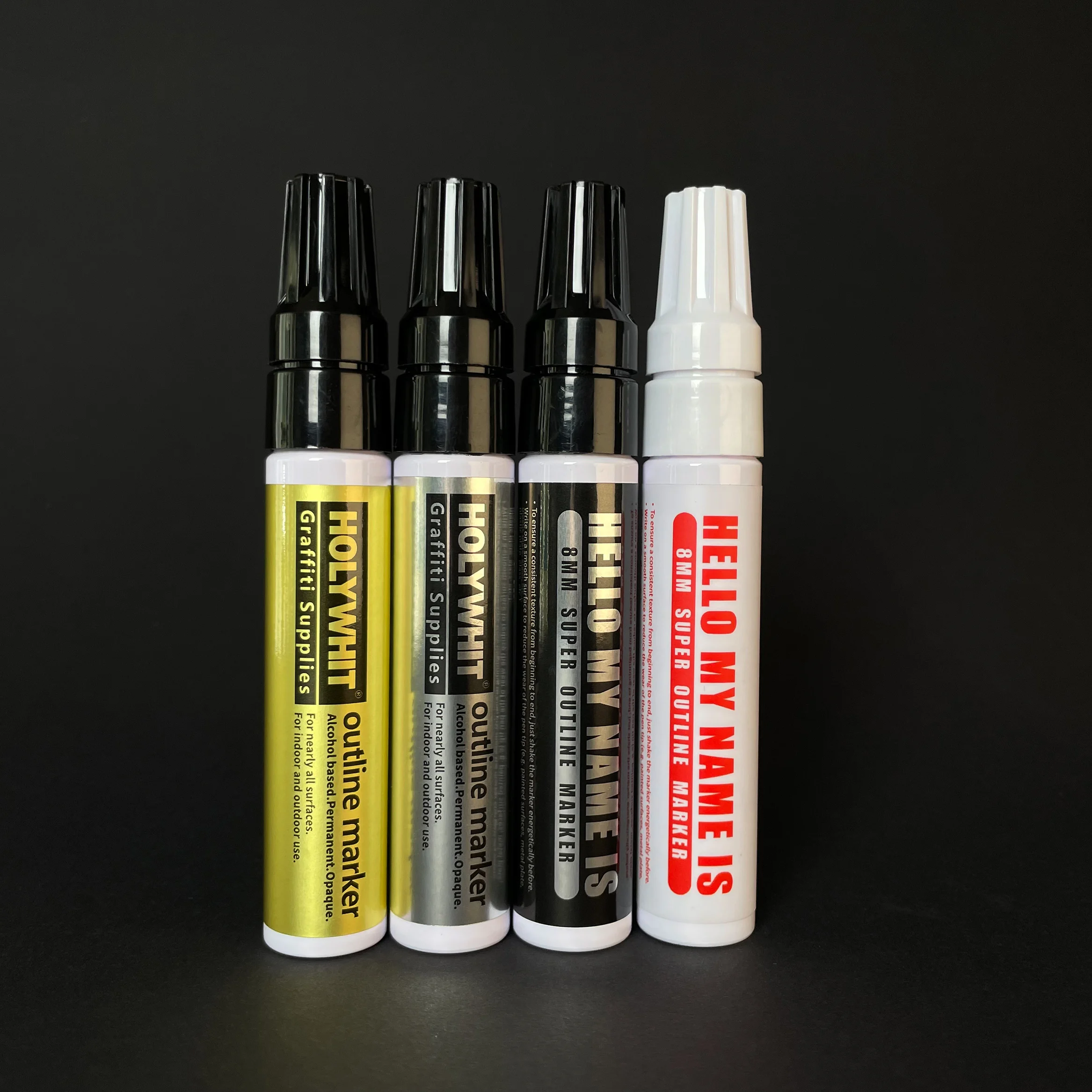 

HOLYWHIT Graffiti Signature Pen/Metal tube paint pen/Oil-based waterproof 8mm/4mm Marker can be inked