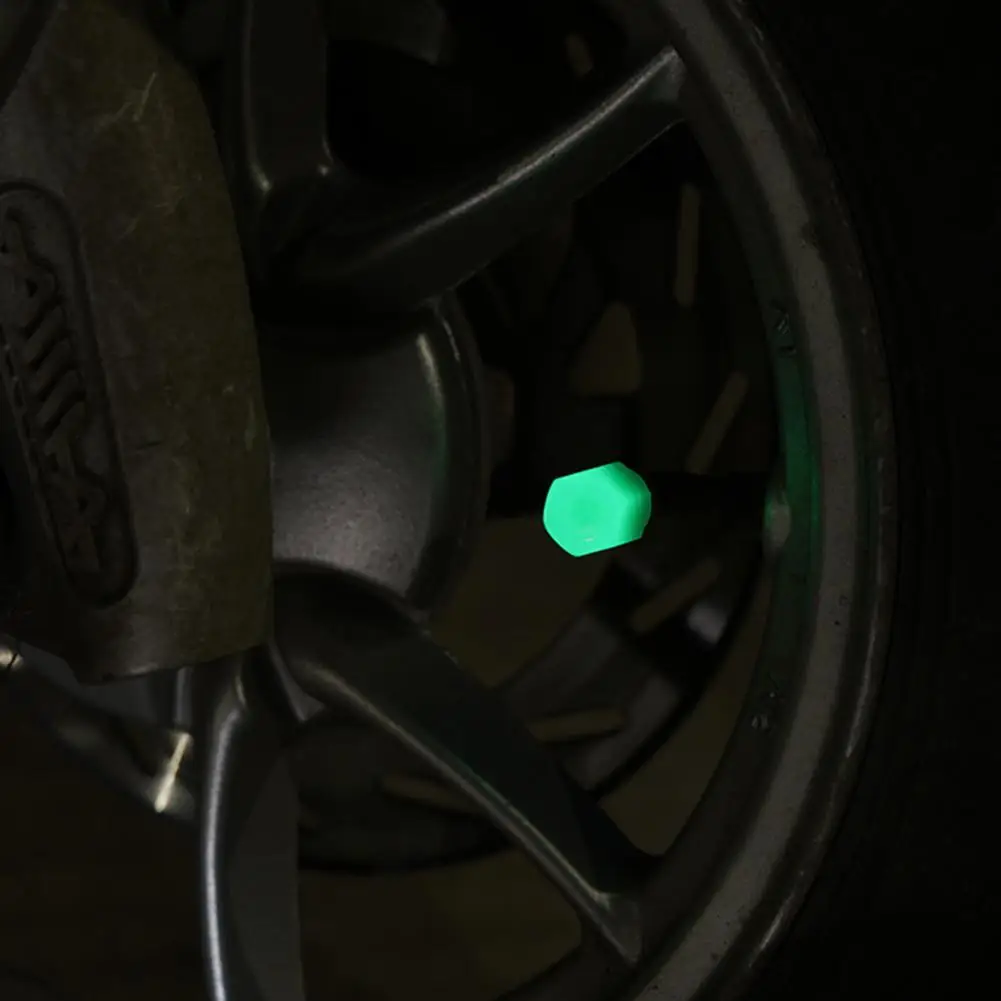 

4Pcs Air Valve Cap Dust-proof Tires Accessories ABS Wheel Hub Glowing Valve Cover for Car