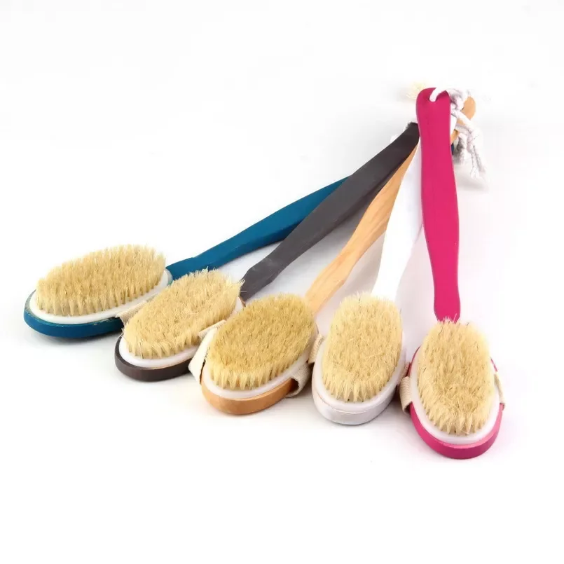 New in pcs Natural Long Wood Wooden Body Brush set Massager Bath Shower Back Scrubber Worldwide free shipping penis ass oil sexy