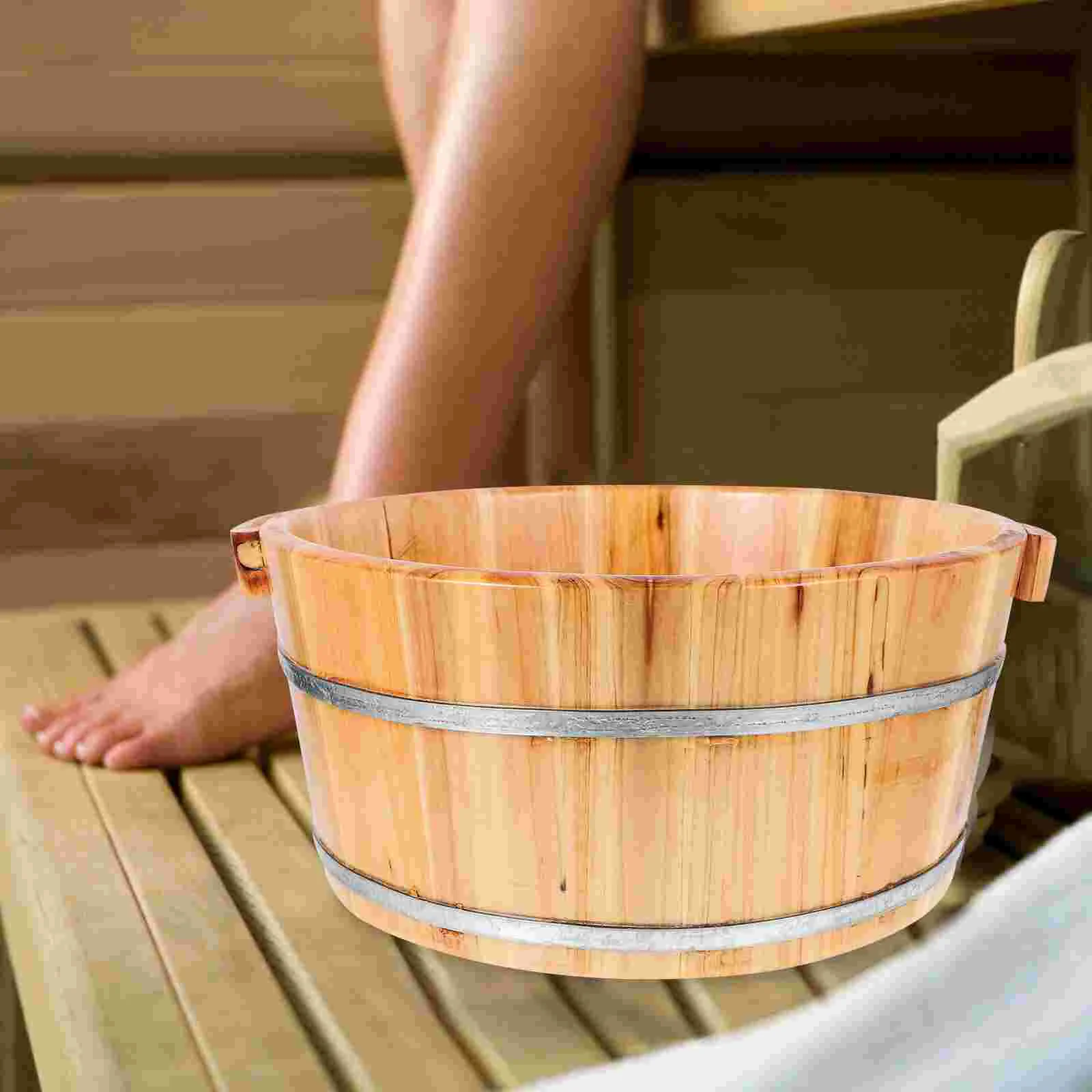 

Wood Bucket Pedicure Foot Bath Heat Multi-use Basin Soaking Tub Washing Household Child Spa tubs & sauna rooms