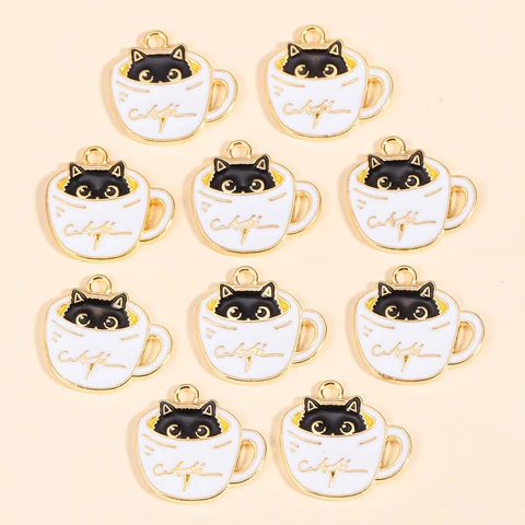 Набор из 10 шт. шармов RUWENSHU с изображением кота