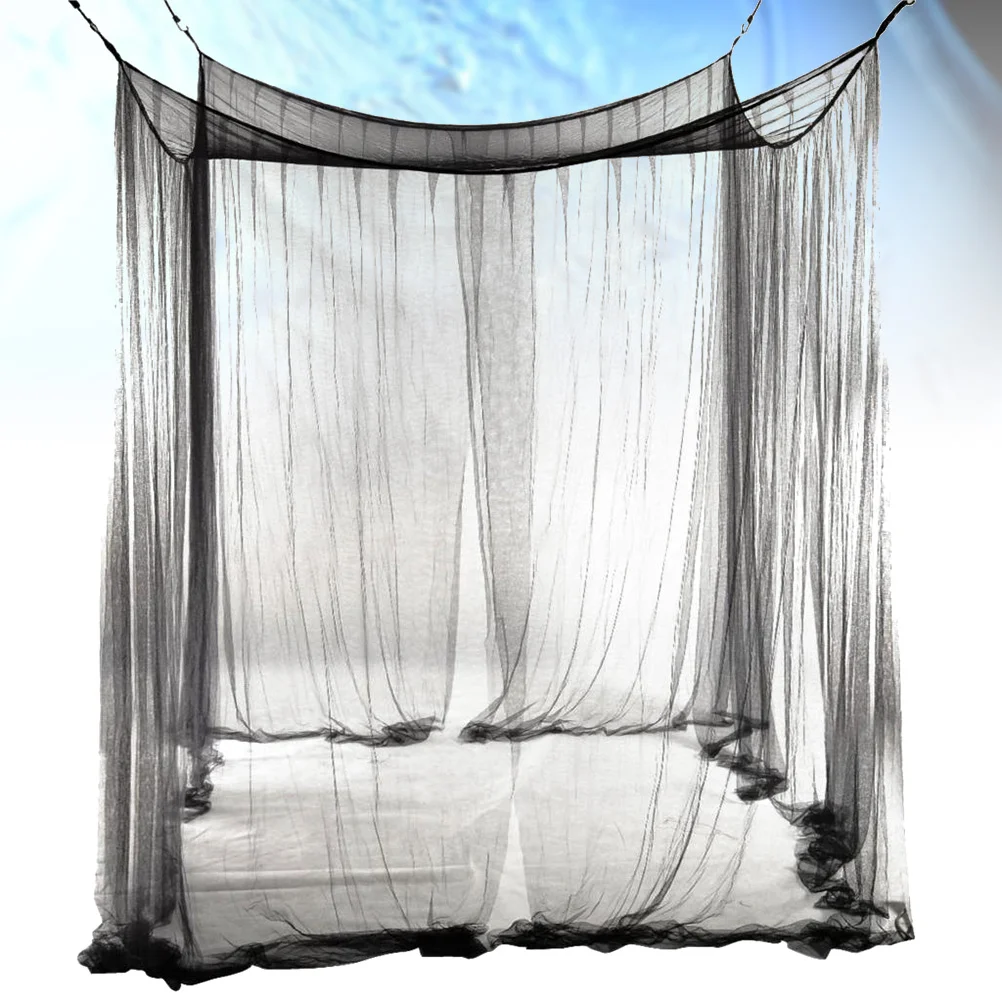 

Bed Canopy Net Curtains Mosquito White Netting Black Corner Post Bedroom From Ceiling