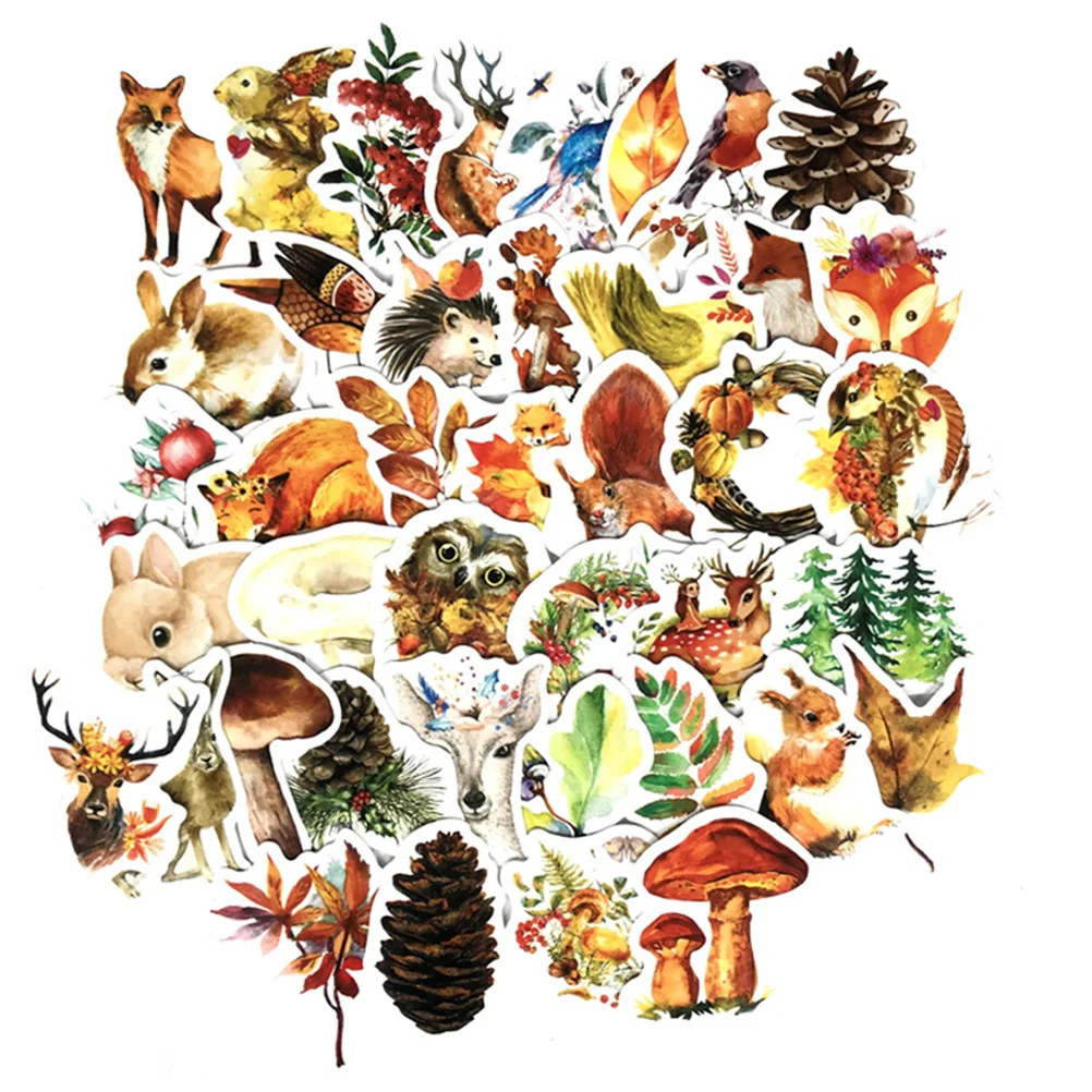 

Stickers Sticker Autumn Fall Leaves Thanksgiving Forest Leaf Animals Graffiti Vinyl Animal Theme Wall Washi Notebook Decal Paper