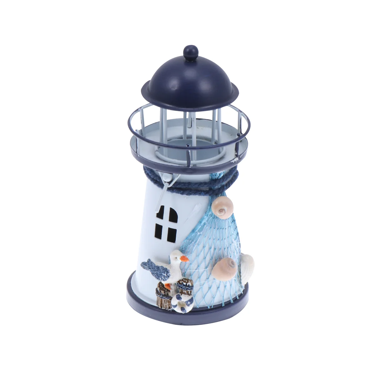 

Lighthouse Holder Candlestick Iron Holders Table Nautical Tealight Figurines Decorations Mediterranean Home Decor Beach