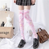 original unicorn printing lilo velvet stockings cartoon animation printing japanese loli stockings student girl long socks women