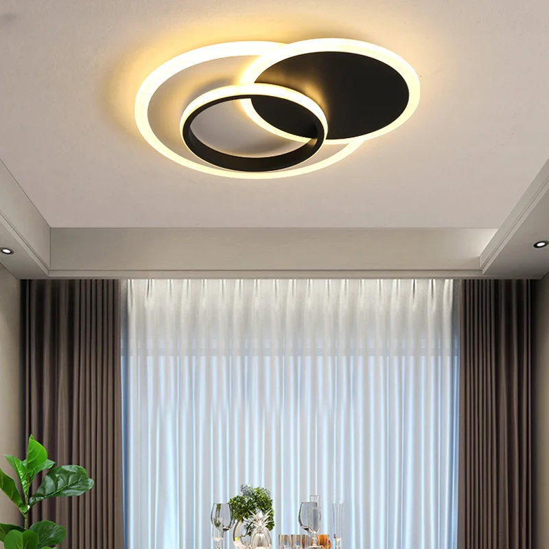 

Round Design Lights Modern Led Chandelier Lamps For Living Room Bedroom Study Surface Mounted Lighting Deco Luminaire AC 90-260V