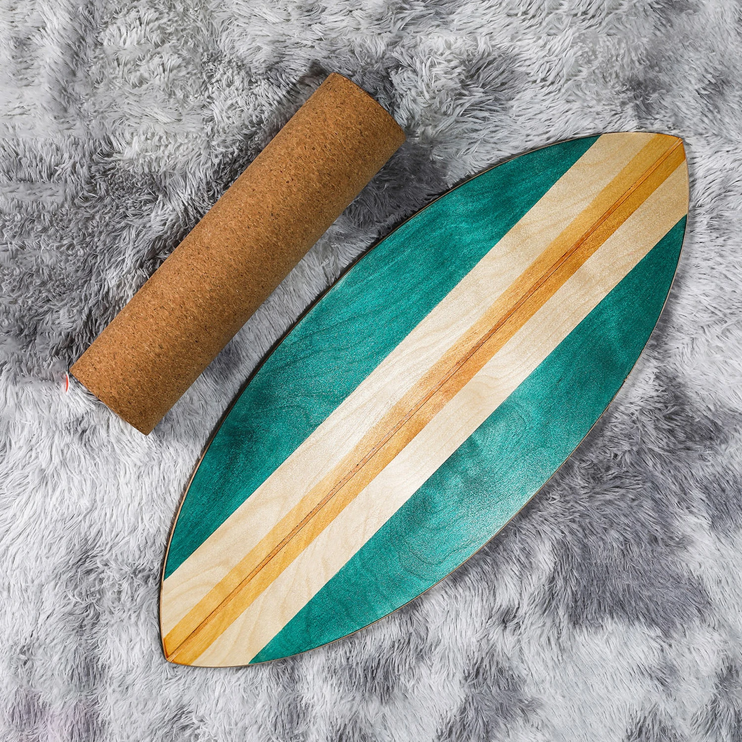 

Fitness balance board Wooden Board health Core Balance and waist Trainer products with cork roller