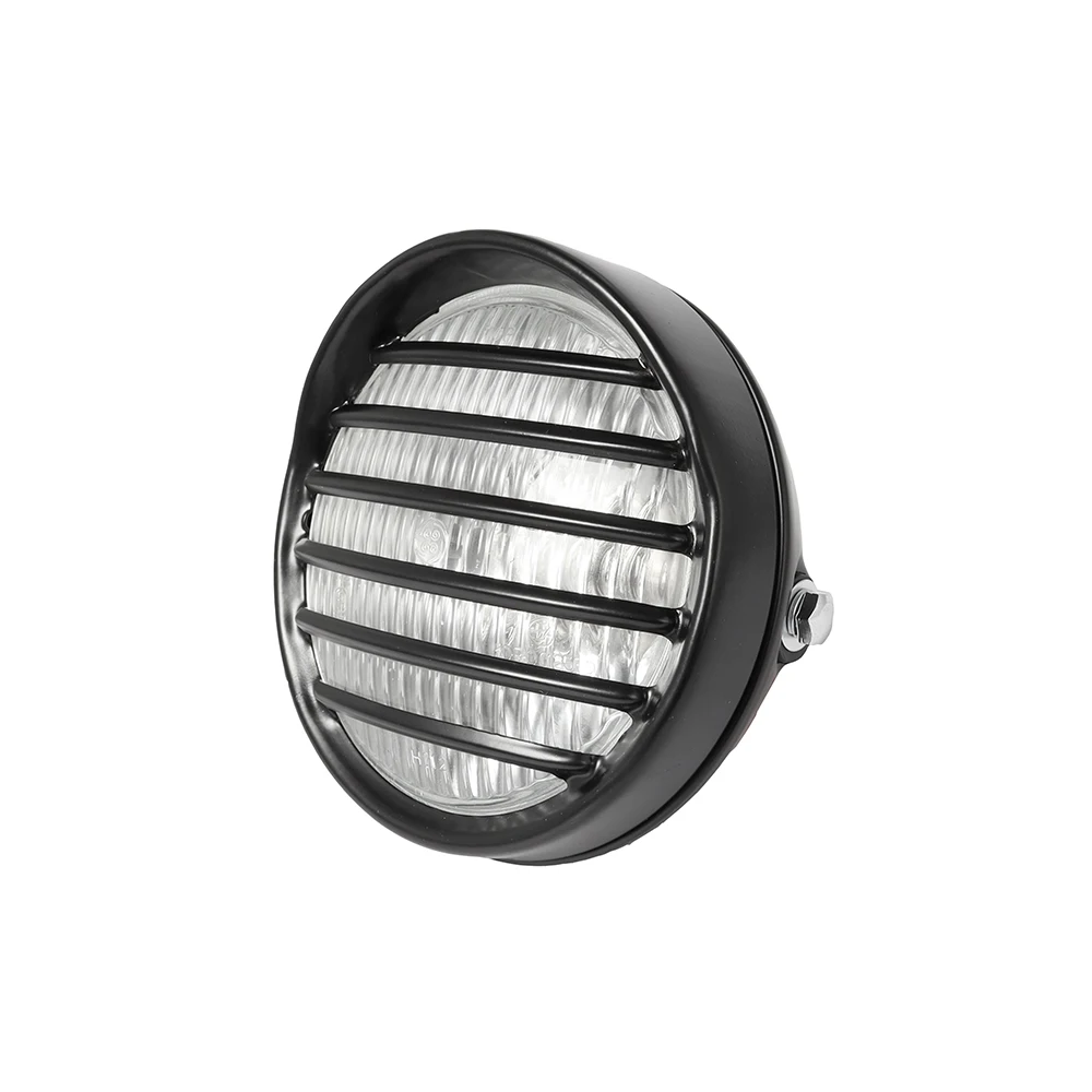 

12 В мотоциклетная гриль-фара с кронштейнами, ретро фары для мотоцикла, мото скутера, винтажный передний светильник, круглая лампа