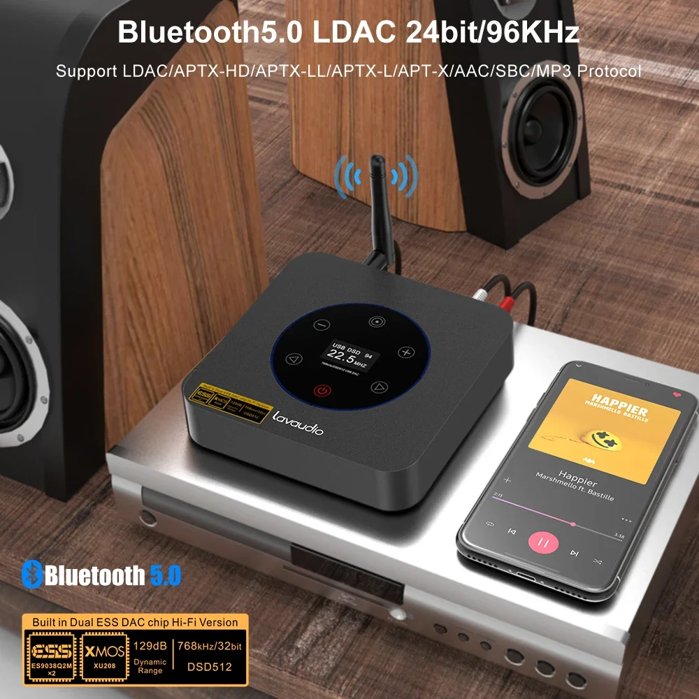 1 Mii DS601 DAC приемник Bluetooth 5 0 сенсорный экран CSR8675 чип USB коаксиальный оптический
