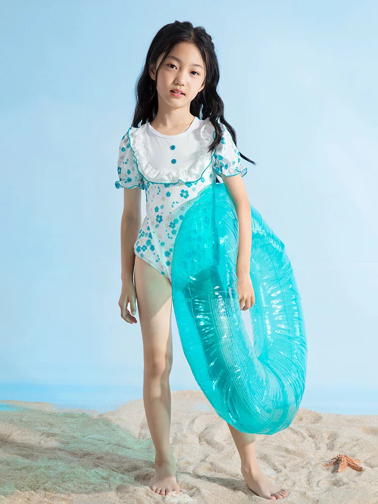 

Baby Girls Swimwear 2022 Summer 24M 7T Kids Swimming Wear 90cm 140cm Children Short Sleeve One Piece Swimsuit