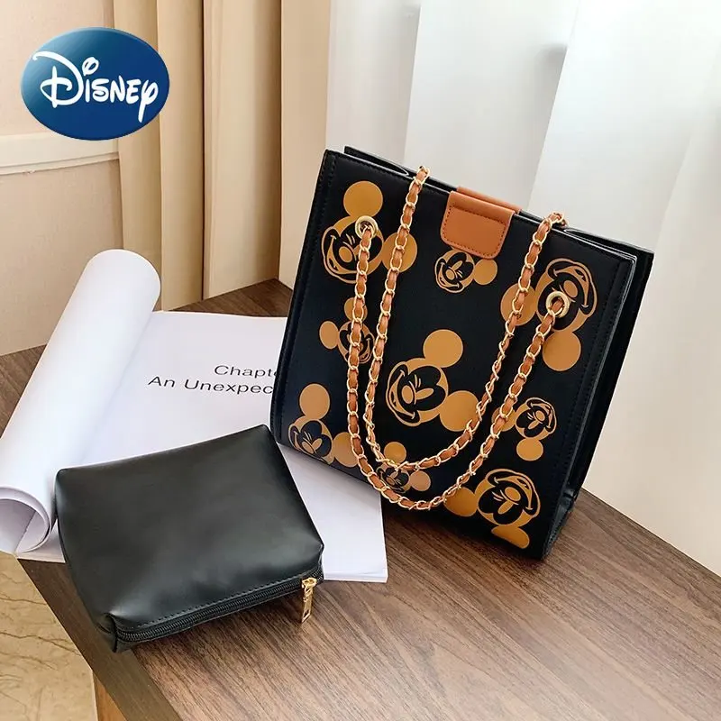 Disney Women's Bag Mickey Mouse Shoulder Bag Set for Girls Chain Large Capacity Autumn and Winter Fashion Versatile Tote Bag