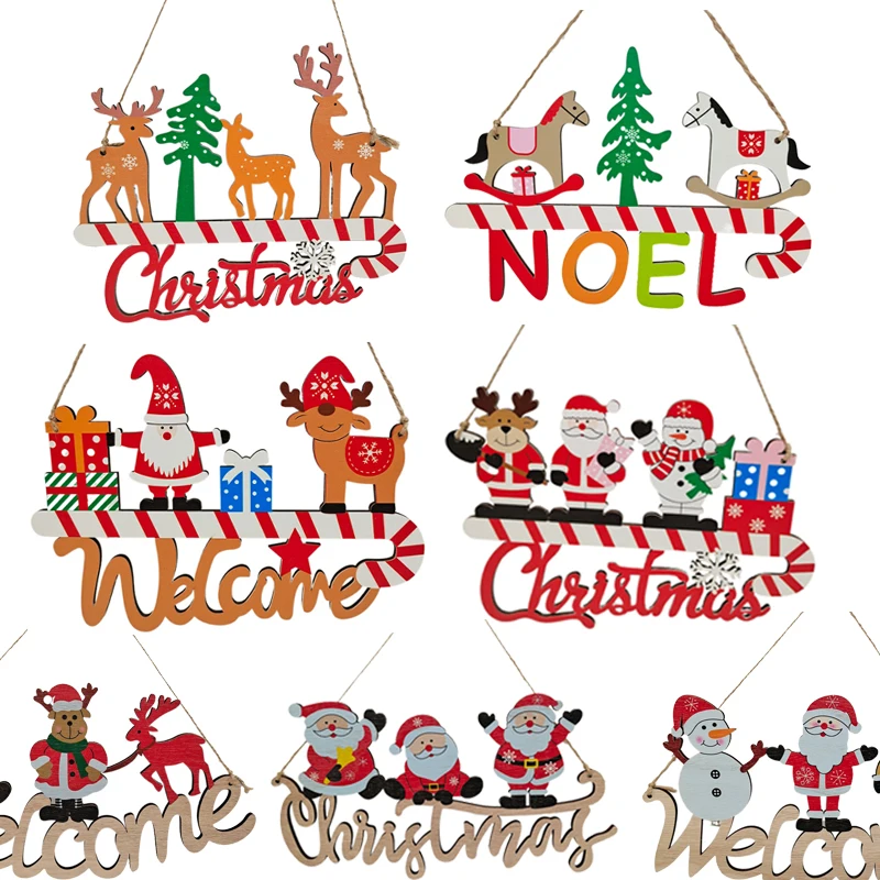 

Рождественские деревянные дверные подвесные украшения, рождественские подвески, Рождественское украшение для дома, рождественские подарк...