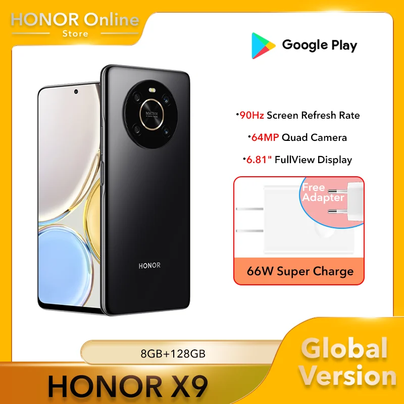 Смартфон глобальная версия HONOR X9 Android 11 дисплей 6 81 дюйма 66 Вт супербыстрая зарядка