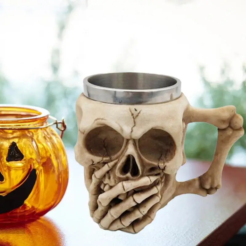 

3D кружка из смолы в виде призрака, черепа, Хэллоуина, декоративная кружка, кофейная чашка, украшение на Хэллоуин, кружка в виде призрака и скелета из смолы