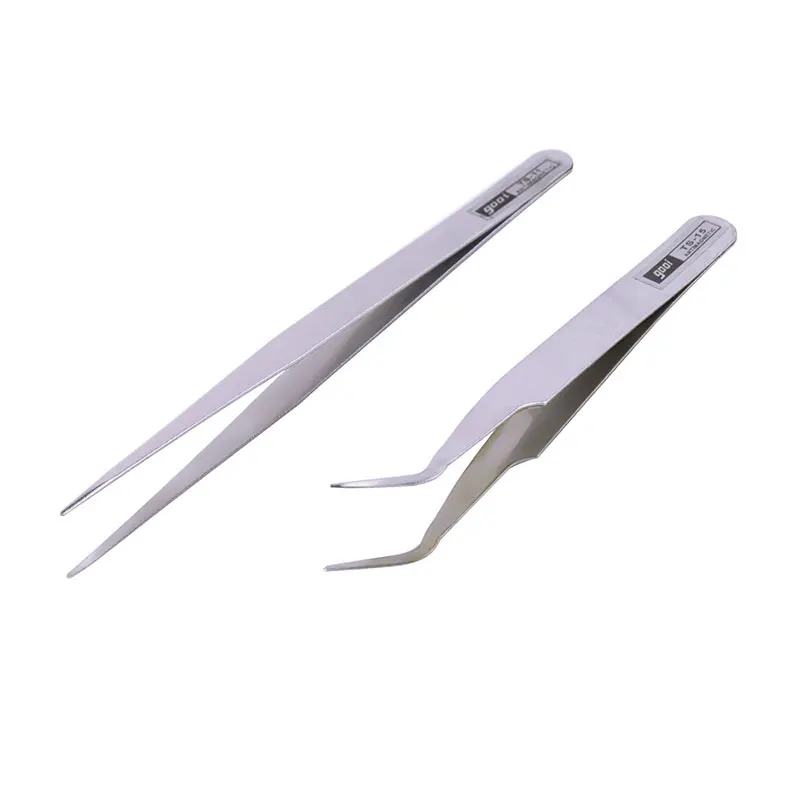 

2PCS Anti-static Stainless Steel Tweezers Industrial Precision Curved Straight Tweezers Repair Tools DIY Jewelry Making Tools